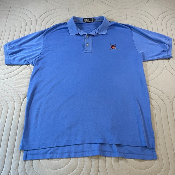 Polo Ralph Lauren Other - Vintage Polo Ralph Lauren Mens Golf Polo Shirt Shield Logo Size Large Blue Soft
